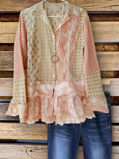 Gentle Floral Polka Dot Lace Top